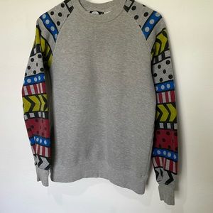 Lazy Oaf Gray/Multicolored Crew Neck Sweater